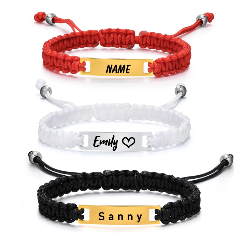 Personalized Name Bracelet for kids - custom ID Tag- Adjustable Rope - Birthday Girl