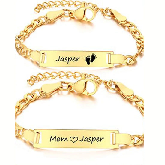 Custom Engraved Mom Bracelet – Personalized Name & Date Gift