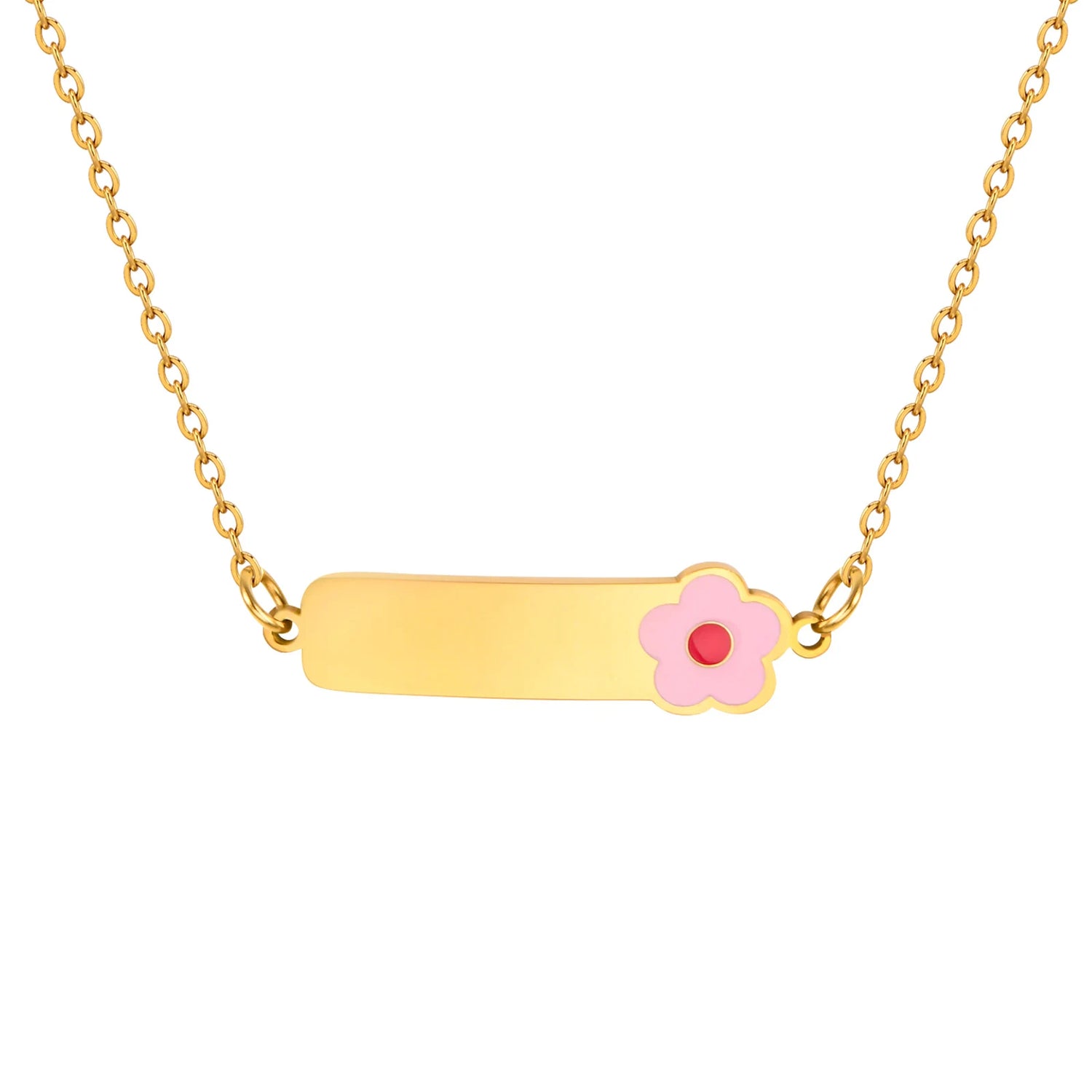 Personalized Name Bar Necklace With Butterfly Flower, Stainless Steel Cute Pendant For Girls Childs Kids Charms Gift